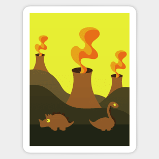 Dinos and Volcanos Sticker